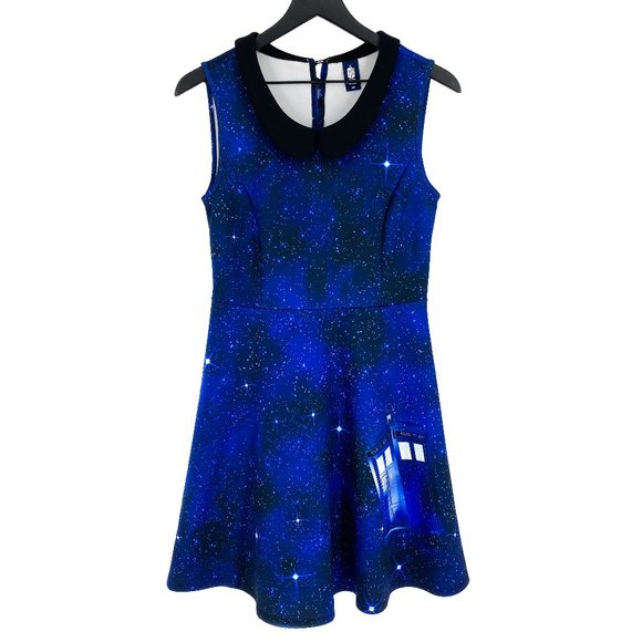 HOT TOPIC BBC Doctor Who Galaxy Tardis Dress - Picture 1 of 16